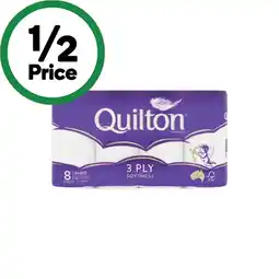 Woolworths Quilton Classic 3 Ply Toilet Paper Pk 8 offer