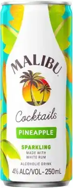 Coles NEW Malibu Pineapple Cans 4x250mL offer
