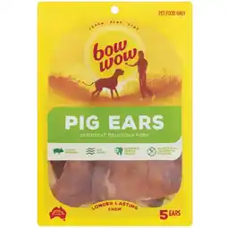 Woolworths Bow Wow Pig Ear Dog Treats Pk 5 offer