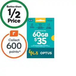 Woolworths Optus $35 AutoRecharge SIM‡ offer