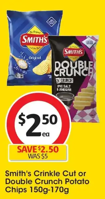 Smith's Crinkle Cut or Double Crunch Potato Chips