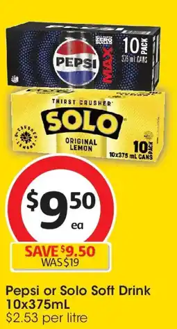 Coles Pepsi or solo soft drink offer