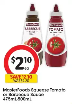 Coles Masterfoods squeeze tomato or barbecue sauce offer