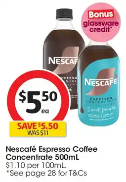 Coles Nescafé espresso coffee concentrate offer