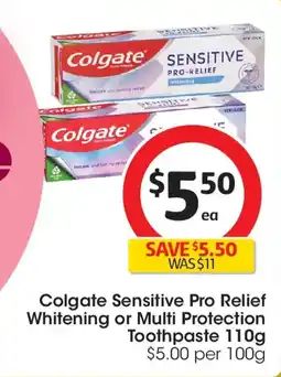 Coles Colgate sensitive pro relief whitening or multi protection toothpaste offer