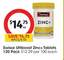 Coles Swisse ultiboost zinc+ tablets offer