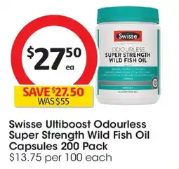 Coles Swisse ultiboost odourless super strength wild fish oil capsules offer