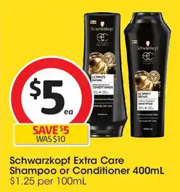 Coles Schwarzkopf extra care shampoo or conditioner offer