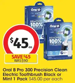 Coles Oral b pro 300 precision clean electric toothbrush black or mint offer