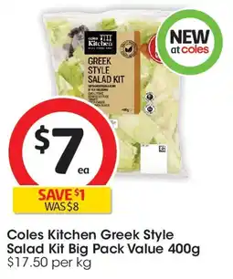 Coles Coles kitchen greek style salad kit big pack value offer