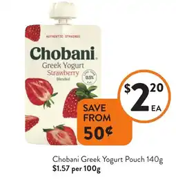 Foodworks Chobani Greek Yogurt Pouch offer