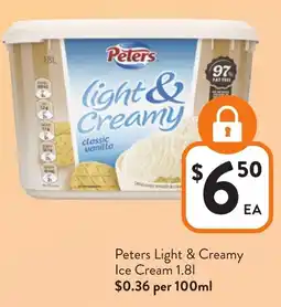 Foodworks Peters Light & Creamy Ice Cream offer
