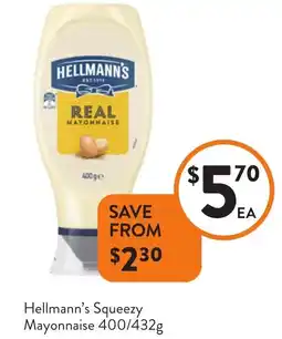 Foodworks Hellmann's Squeezy Mayonnaise offer