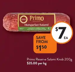 Foodworks Primo Reserve Salami Knob offer