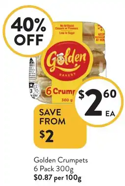 Foodworks Golden Crumpets 6 Pack offer