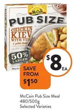 Foodworks McCain Pub Size Meal Selected Varieties offer