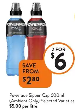 Foodworks Powerade Sipper Cap (Ambient Only) Selected Varieties offer