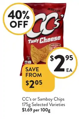 Foodworks CC's or Samboy Chips Selected Varieties offer