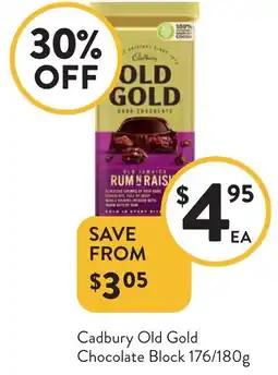 Foodworks Cadbury Old Gold Chocolate Block offer