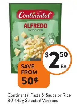 Foodworks Continental Pasta & Sauce or Rice Selected Varieties offer