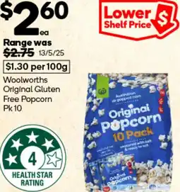 Woolworths Woolworths Original Gluten Free Popcorn offer