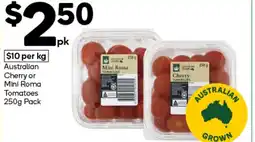 Woolworths Australian Cherry or Mini Roma Tomatoes offer