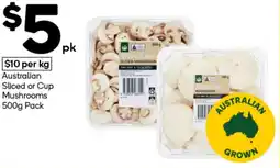 Woolworths Australian Sliced or Cup Mushrooms offer