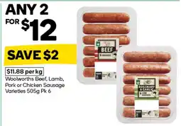 Woolworths Woolworths Beef, Lamb, Pork or Chicken Sausage Varieties offer