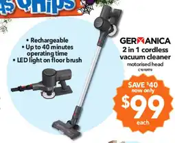 Cheap as Chips Germanica 2 in 1 cordless vacuum cleaner motorised head offer