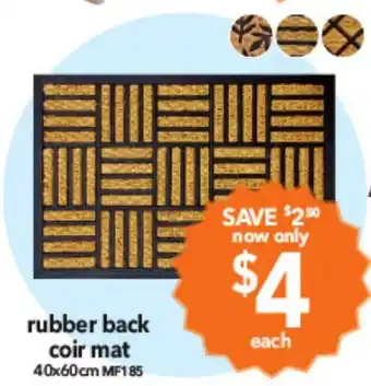 Cheap as Chips rubber back coir mat offer