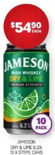 Harry Brown Jameson dry & lime 6.3% cans offer