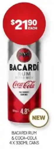 Harry Brown Bacardi rum & coca-cola cans offer