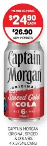 Harry Brown Captain morgan original spiced & cola 6% cans offer