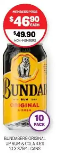 Harry Brown Bundaberg original up rum & cola 4.6% cans offer