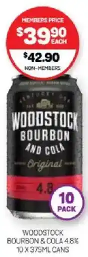 Harry Brown Woodstock bourbon & cola 4.8% cans offer