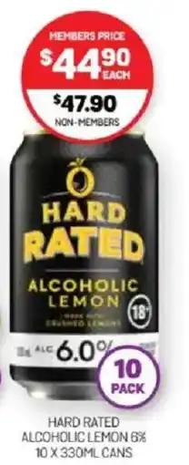 Harry Brown Hard rated alcoholic lemon 6% cans offer