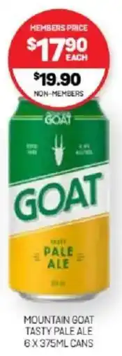 Harry Brown Mountain goat tasty pale ale cans offer