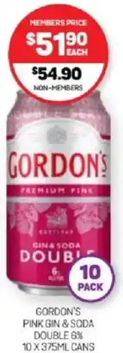 Harry Brown Gordon's pink gin & soda double 6% cans offer