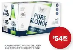 Harry Brown Pure blonde ultra low carb lager bottles or cans offer