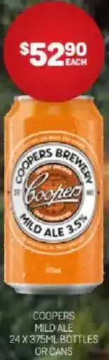 Harry Brown Coopers mild ale bottles or cans offer
