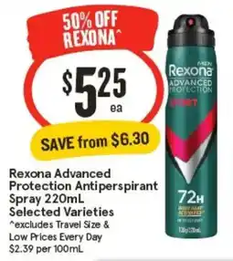 IGA Rexona advanced protection antiperspirant spray offer