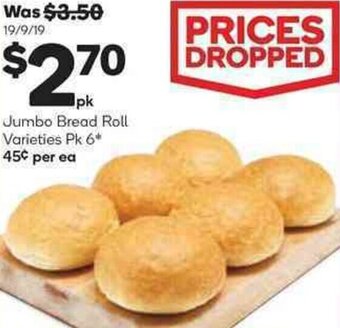 Woolworths Jumbo Bread Roll offer