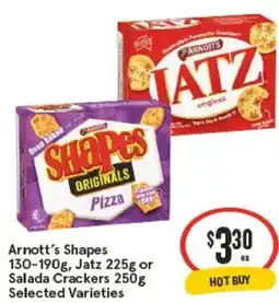 IGA Arnott's shapes, jatz or salada crackers offer