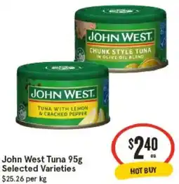 IGA John west tuna selected varieties offer
