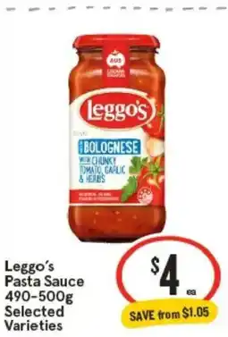 IGA Leggo's Pasta Sauce Selected Varieties offer