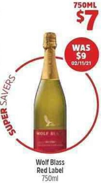Woolworths Wolf Blass Red Label 750ml offer