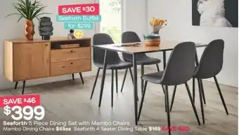 Fantastic Furniture Seaforth 5 Piece Dining Set offer