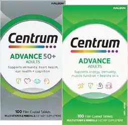 Pharmacy Best Buys Centrum Advance 50+ Adults or Advance Adults 100 Tablets offer