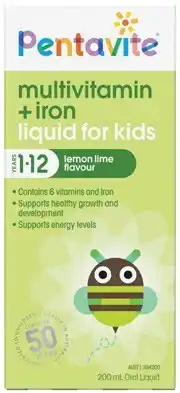 Amcal Pharmacies Pentavite Multivitamin + Iron Kids Oral Liquid 200mL offer