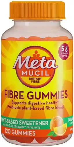 Amcal Pharmacies Metamucil Fibre Gummies Orange Flavour 120 Pack offer